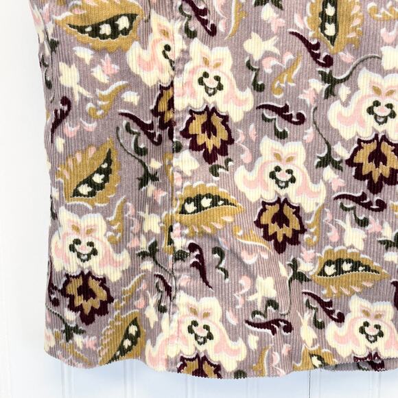 The Territory Ahead Womens 6 Corduroy Vest Button Front Purple Lavender Floral - Picture 4 of 7